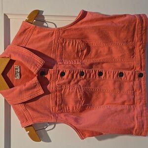 One World Sleeveless Coral Denim Vest